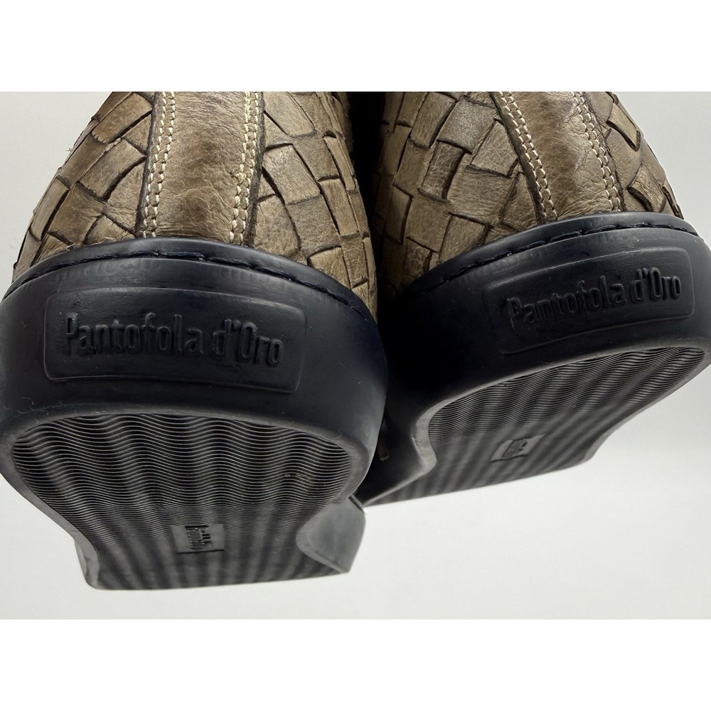 Pantofola d'Oro 12US 45EU Brown-Grey Woven Leather High Top Sneaker Boot Italian - Picture 9 of 10